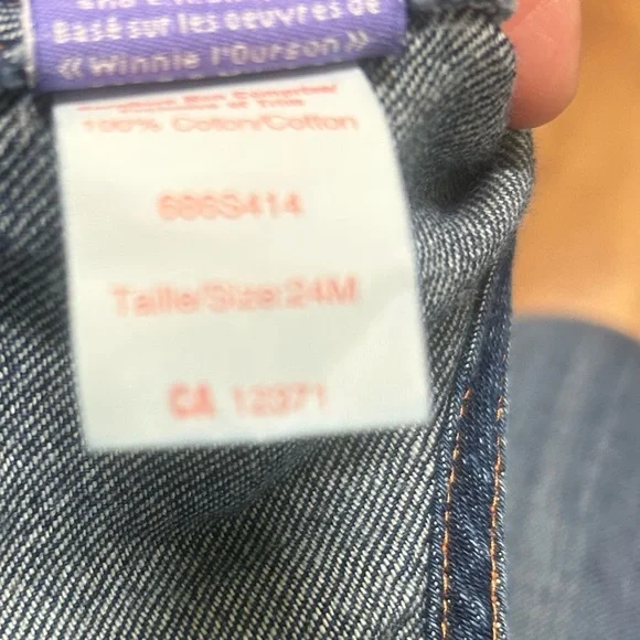 Vintage Disney Pooh Bear Denim Overalls Embroidered Camping Theme 24 months - Picture 8 of 8